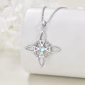 wholesale 925 Sterling Silver Celtic Cross Moonstone Pendant Necklace Platinum Plated For Women-0-1