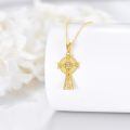 wholesale 14K Gold Celtic Knot Diamond Cross Pendant Necklace for Women - Dainty Solid Religious-0-2