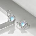 wholesale 925 Sterling Silver Blue Moonstone Filigree Round Drop Earrings for Women-0-3