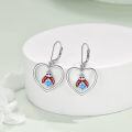 wholesale 925 Sterling Silver Cute Hippo Couple Green Cz Two Tone Drop Earrings-0-4