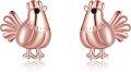wholesale Rose Gold 925 Sterling Silver Chicken Stud Earrings for Women Girls  24x18mm-0-0