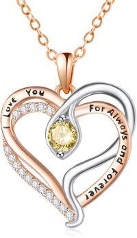 wholesale 925 Sterling Silver Snake Pendant Necklace with Birthstone for Women-11 Nov - Citrine