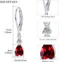 wholesale 925 Sterling Silver Red Garnet Dangle Drop Leverback Earrings for Women-0-4