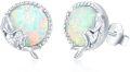 wholesale 925 Sterling Silver Mermaid Stud Earrings with Opal Ocean s for Women-0-0