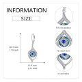 wholesale 925 Sterling Silver Blue Crystal Evil Eye Drop Earrings for Women and Teenage Girls-0-2