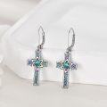 wholesale 925 Sterling Silver Celtic Cross Earrings with Abalone Shell Inlay Leverback Dangle Drop Religious Jewelry for Women and Men-0-1