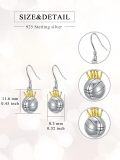 wholesale 925 Sterling Silver Crowned Basketball Dangle Earrings for Women-0-1