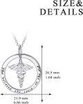 wholesale 925 Sterling Silver Cubic Zirconia Caduceus Pendant Necklace for Nurses - Medical Gift-0-2