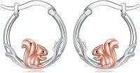 wholesale 925 Sterling Silver Rose Gold Squirrel Huggie Hoop Earrings for Women Girls Minimalist s 3D Animal Design Lightweight Comfortable Wear Everyday Use Fashion Accessories-Squirrel Hoop Earrings
