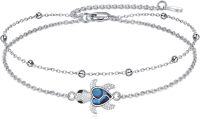 wholesale 925 Sterling Silver Turtle Shell Blue Abalone Inlay Ankle Anklet for Women's Gifts-D-Sea Turtle Anklet