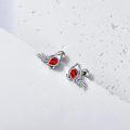 wholesale Silver Bird Stud Earrings with Red Crystal and 925 Sterling Silver Base-0-3
