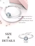 TOUPOP Sterling Silver Blue Crystal M Letter Bangle Bracelet-0-3