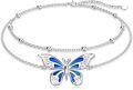 wholesale 925 Sterling Silver Butterfly Charm Link Bracelet Adjustable Nature Style Anklet for Women Anniversary Jewelry Birthday Gifts-0-0