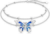 wholesale 925 Sterling Silver Butterfly Charm Link Bracelet Adjustable Nature Style Anklet for Women Anniversary Jewelry Birthday Gifts-Bracelet 7"+2"