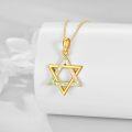 wholesale 925 Sterling Silver Gold Plated Pink Opal Star of David Pendant Necklace for Women and Girls-0-2