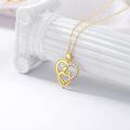 wholesale 14K Gold Mother and Child Heart Shape Diamond Pendant Necklace-0-4