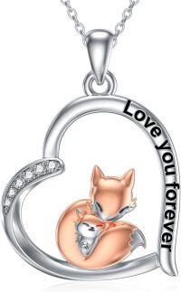 wholesale 925 Sterling Silver Love You Forever Fox Pendant Necklace-Fox Heart