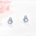 wholesale 925 Sterling Silver Pink Enamel Flamingo Stud Earrings with Blue Stone for Women Girls Mother's Day Gift-0-3