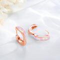 wholesale 925 Sterling Silver & Rose Gold Plated Pink Opal Huggie Hoop Earrings for Women-0-4