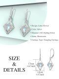 TOUPOP Sterling Silver Moonstone Lotus Dangle Leverback Earrings-0-1