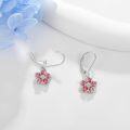 wholesale 925 Sterling Silver Pink Flower Drop Earrings with Leverbacks-0-2