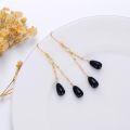 wholesale 14K Gold  Teardrop Black Onyx Drop Earrings for Women Gifts-0-2