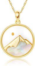wholesale 925 Sterling Silver Plated Gold Metal Mother of Pearl Mountain Pendant Necklace for Women Christian  45cm Chain Length-0-0