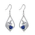 wholesale 925 Sterling Silver Unicorn Heart Blue Crystal Drop Earrings for Women Girls Gifts 2 Long-0-0