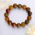 TOUPOP Stainless Steel Tiger Eye Obsidian Agate Tibetan Beads Stretch Bracelet-0-5