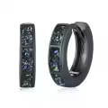 wholesale 925 Sterling Silver Black Shell Inlay Square Hoop Earrings Wholesale Punk Gothic Jewelry for Women and Men-0-0