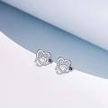 wholesale 925 Sterling Silver Heart Stud Earrings Wholesale With Blue Stones-0-4