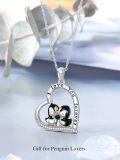 wholesale 925 Sterling Silver Penguin Heart Love You Forever Pendant Necklace for Women-0-4