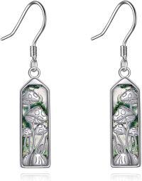 wholesale 925 Sterling Silver Mushroom Resin Bohemian Hook Earrings for Women - Vintage Forest Style  4cm Long-Mushroom B