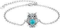 wholesale 925 Sterling Silver Turquoise Owl Charm Bracelet for Women-01-owl