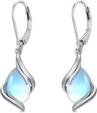 wholesale 925 Sterling Silver Black Onyx Tear Drop Dangle Earrings for Women Fine s-Moonstone