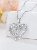 wholesale 925 Sterling Silver Caduceus Angel Wings RN Pendant Necklace-0-4