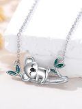 wholesale 925 Sterling Silver Koala Bear with Leaves Pendant Necklace s for Women-0-1