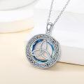 wholesale 925 Sterling Silver Blue Crystal Triquetra Celtic Knot Pendant Necklace for Women-0-2