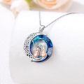 wholesale 925 Sterling Silver Round Blue Crystal Sisters Necklace for Women-0-3