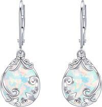 wholesale Sterling Silver Moss Agate Opal Filigree Leverback Dangle Earrings-Opal