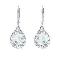 wholesale 925 Sterling Silver Black Enamel Drop Earrings Wholesale With Filigree Design-Opal