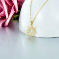 wholesale 14K Gold Cubic Zirconia Sun Pendant Necklace for Women - 16 Chain-0-3