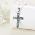 wholesale 925 Sterling Silver Abalone Shell Flower Cross Pendant Necklace for Women Girls Christian  43cm Chain Length-0-3