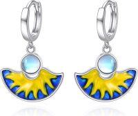 wholesale 925 Sterling Silver Blue Enamel Yellow Flower Drop Earrings for Women Girls-sunflower earrings