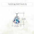 wholesale 925 Sterling Silver Blue Crystal Heart Pendant Necklace with Rabbit and Girl Design - Alice in Wonderland Inspired s for Women-0-5