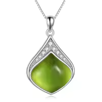 wholesale 925 Sterling Silver Moonstone Lapis Larimar Moss Agate Teardrop Filigree Pendant-Peridot Teardrop necklace-august birthstone