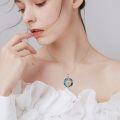 wholesale 925 Sterling Silver Blue Crystal Mermaid Sisters Pendant Necklaces Gifts for Women Girls-0-4