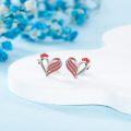 wholesale 925 Sterling Silver Heart-Shaped Rooster Stud Earrings - Cute Gift for Women and Teen Girls-0-2