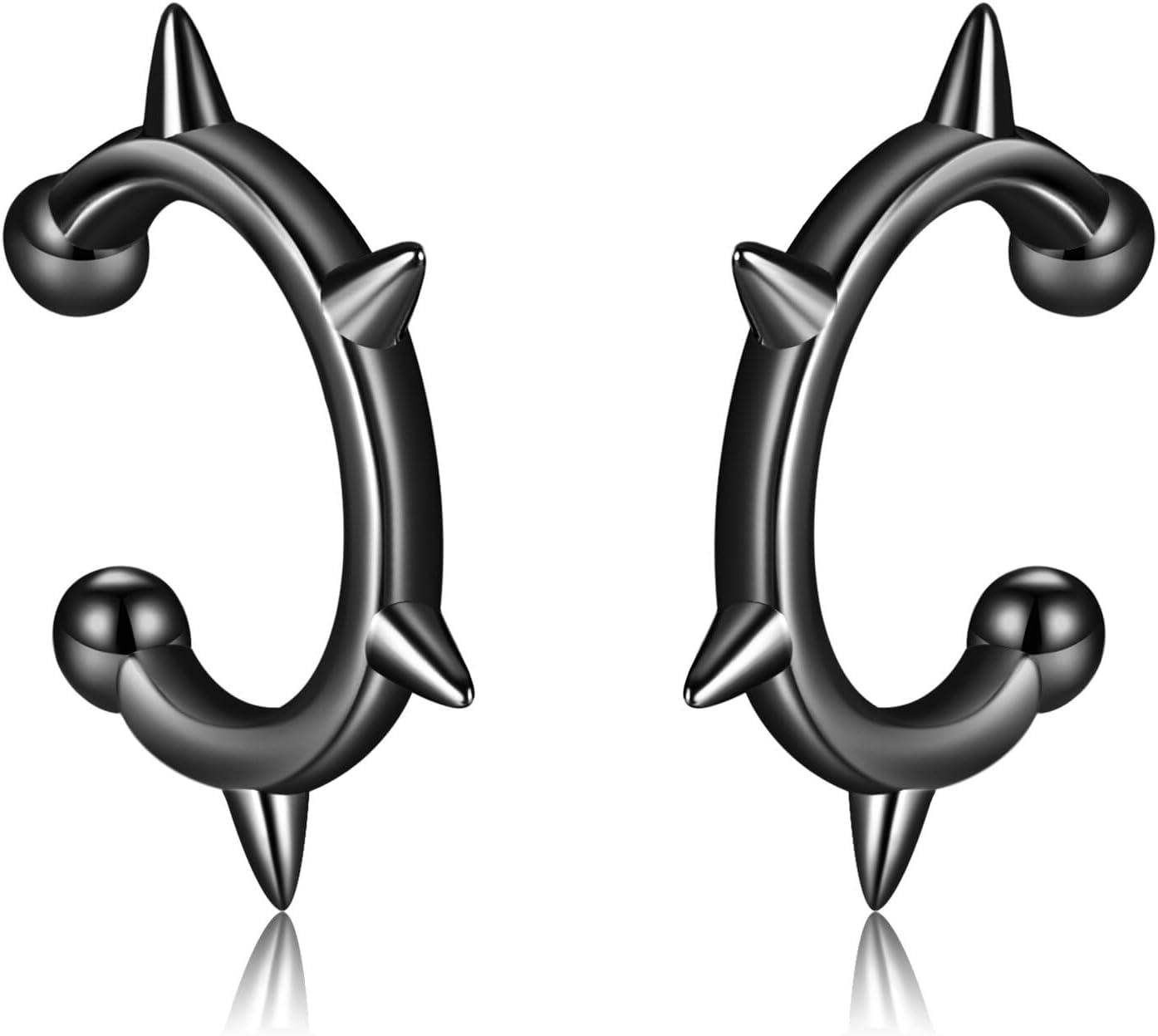 wholesale 925 Sterling Silver Spiked Gothic Hoop Earring Jackets for Women and Men-0-0
