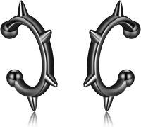 wholesale 925 Sterling Silver Spiked Gothic Hoop Earring Jackets for Women and Men-Spiked